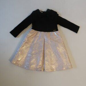 Kids Girls Pinco Pallino Black Pink Gold Bow Long Sleeve Brocade Party Dress 6